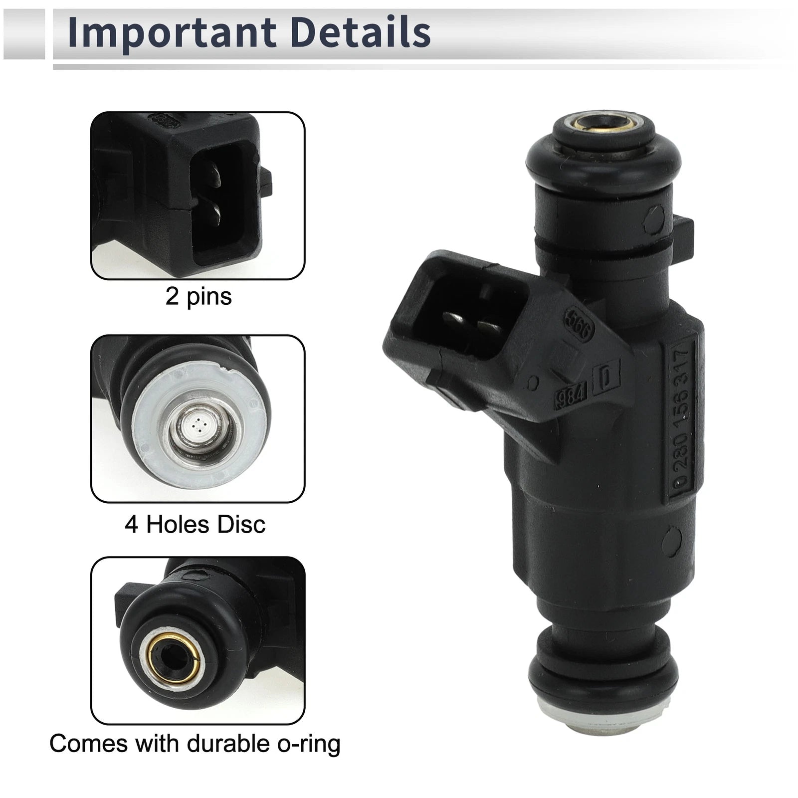 Fuel Injector No.MP156317/0280156317 for Honda Fit (2004–2008) 1 Pc Black