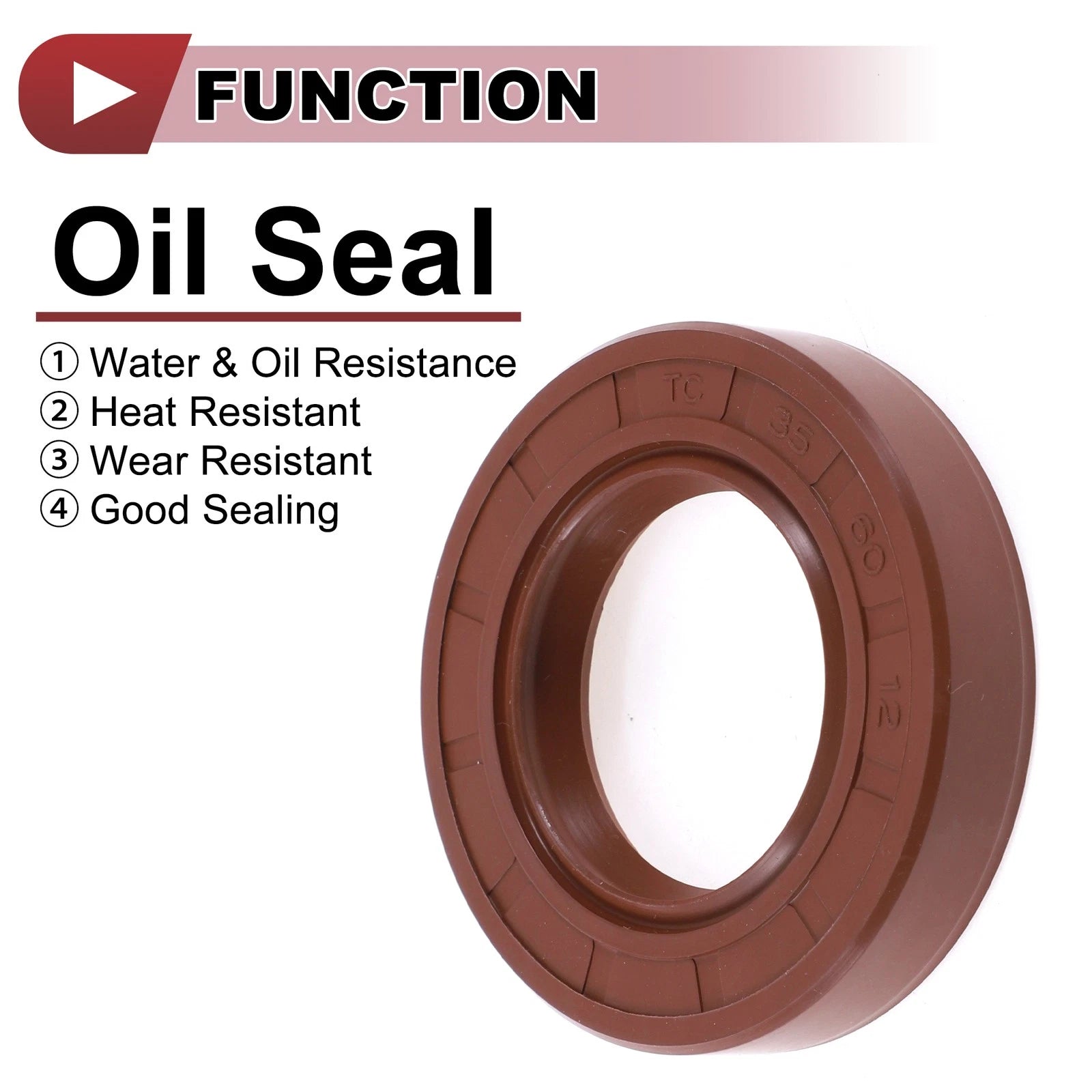 2X Oil Seal Rotary Shaft Seal for Various Models (35x60x12mm) FKM Rubber
