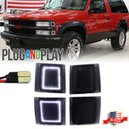 4X White LED Front Side Marker Lights for Chevy C/K 1500 2500 3500 (1994–1998)