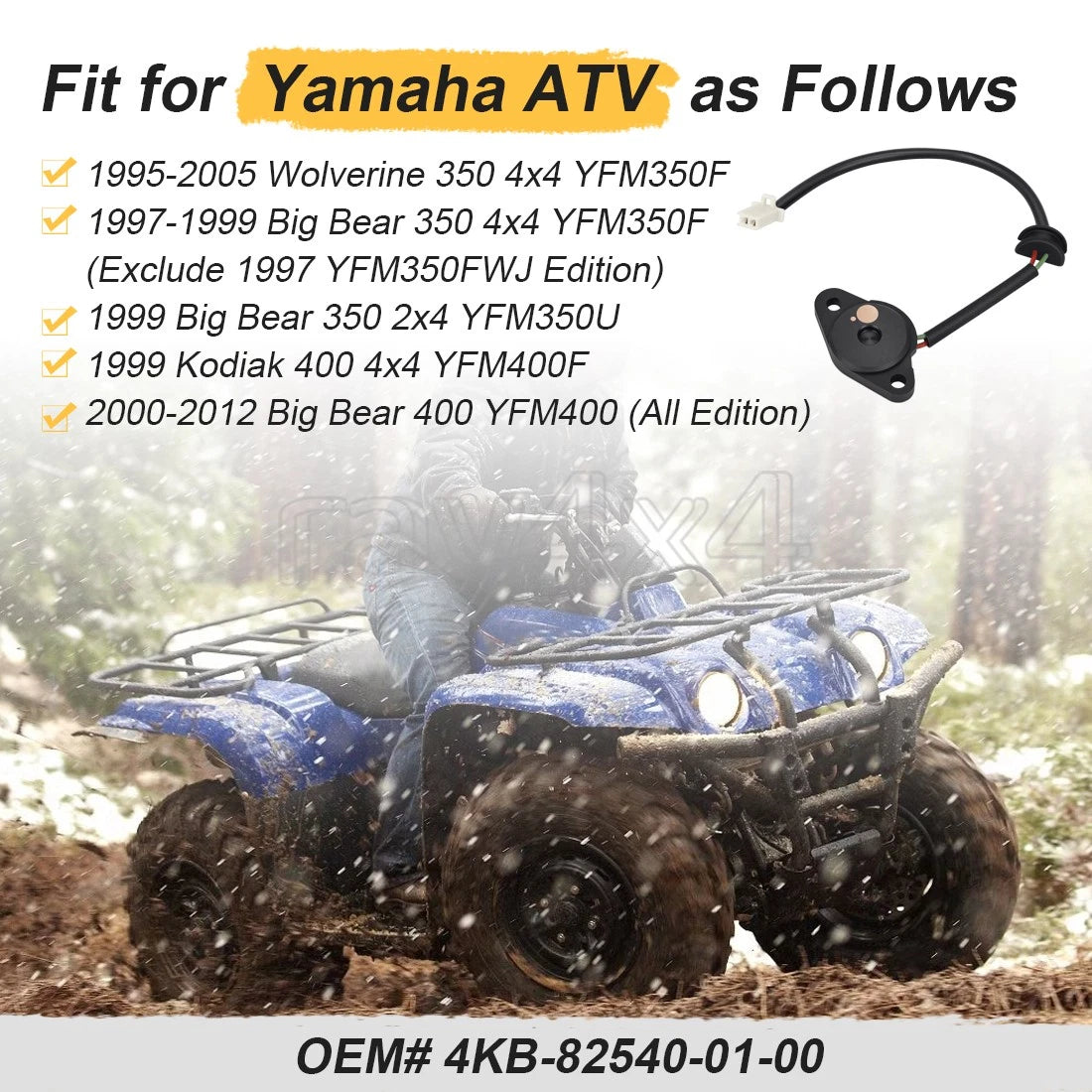 Gear Position Neutral Switch for Yamaha Wolverine 350 4x4 YFM350F (1995–2005)