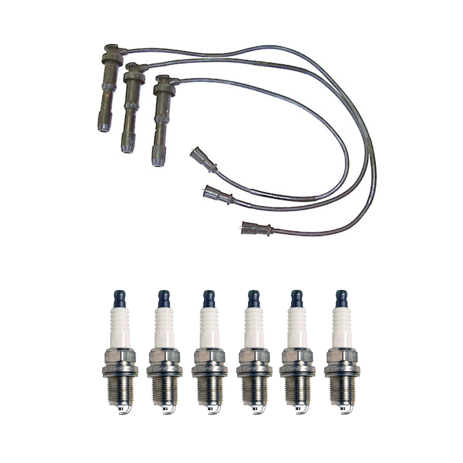 Denso 7mm Wire Set & 6 U-Groove Spark Plugs Kit for Hyundai Kia (3.0L, 3.5L)