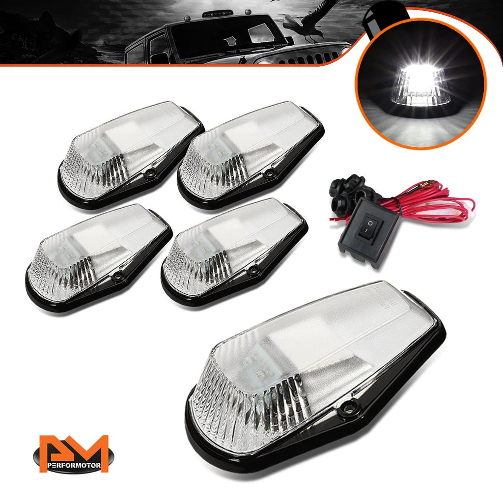 5Pcs Chrome White LED Cab Roof Running Light W/Switch for F-Series Pickup (1980–1996)