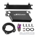 Universal 7 Row Oil Cooler 10AN Kit Aluminum British Style with NPT Ports Black