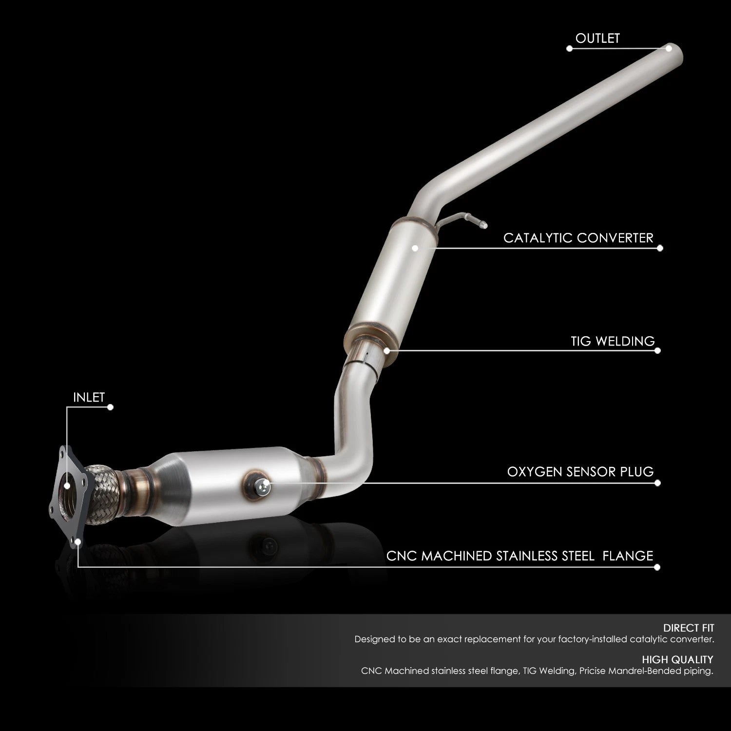 Rear Catalytic Converter for Chrysler Town & Country, Dodge Grand Caravan, VW Routan (2008–2010)