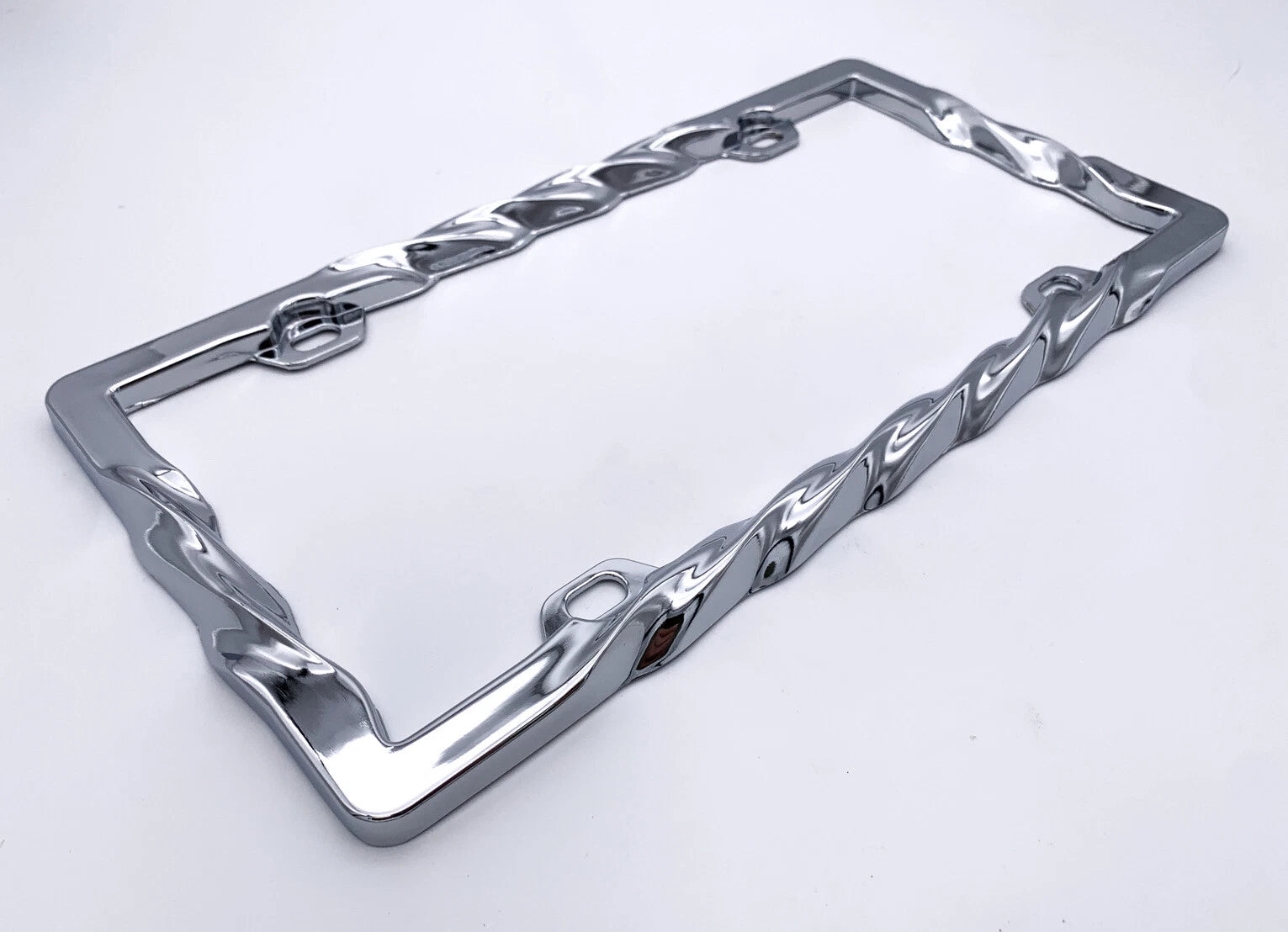 Chrome Twisted Spiral Heavy Duty License Plate Frame for Car Truck (Universal)