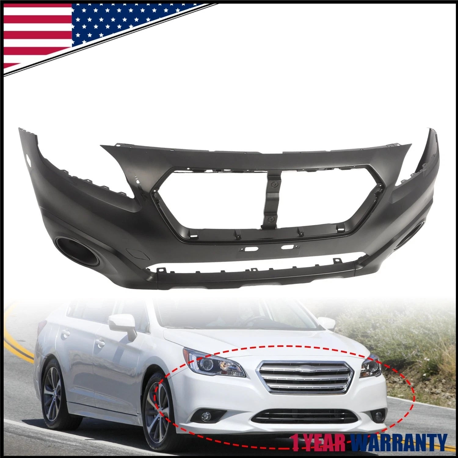 Front Bumper Cover for Subaru Legacy (2015–2017) Primed 57704AL00A SU1000178