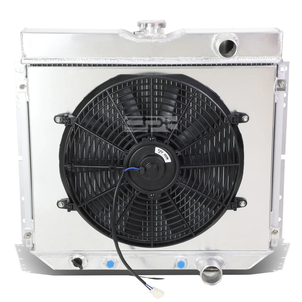 3-Row Aluminum Racing Radiator + Cooling Fan Shroud for Mustang/Falcon (1967–1970)