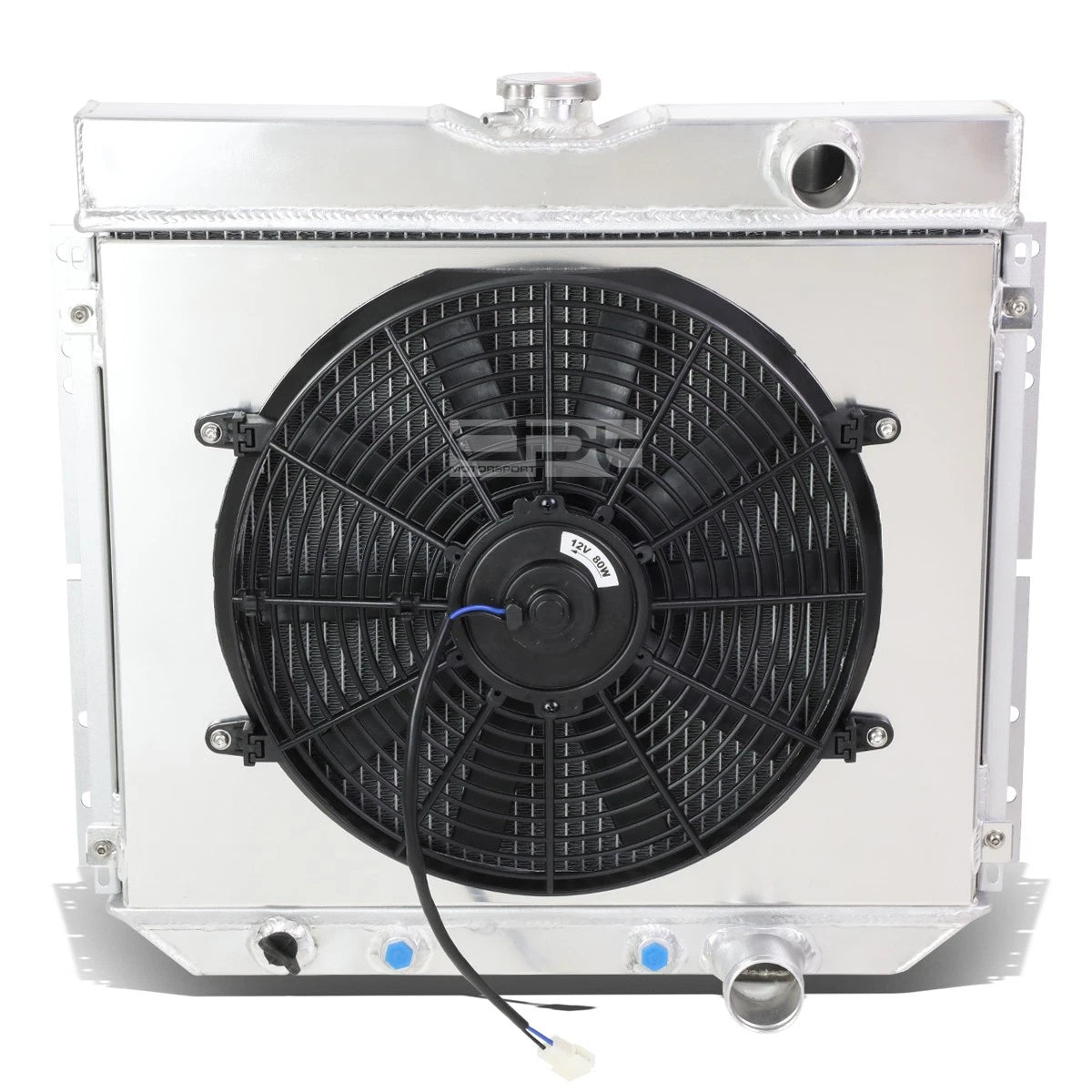 3-Row Aluminum Racing Radiator + Cooling Fan Shroud for Mustang/Falcon (1967–1970)