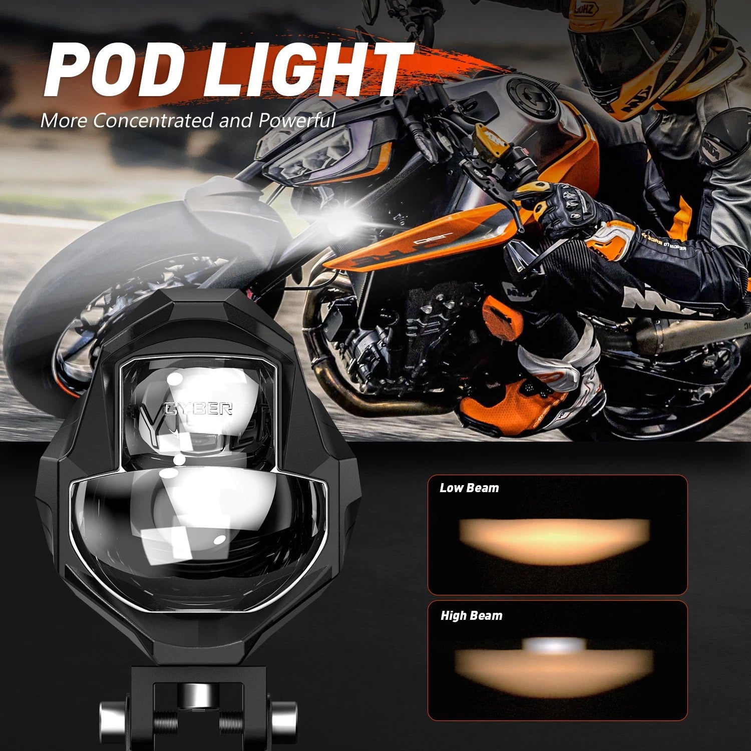 2X LED Spot Light Auxiliary Headlight for Motorcycle