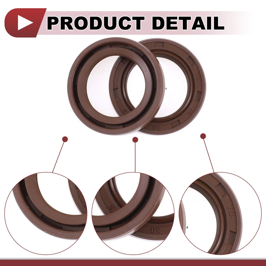 Set of 2 Oil Seal Rotary Shaft Seal FKM Rubber 20x30x5mm