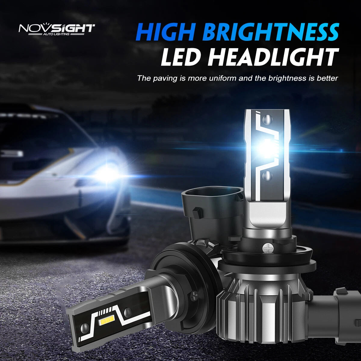 Set of 4 H11 H8 H9 LED Headlight Bulbs 6500K White High/Low Beam