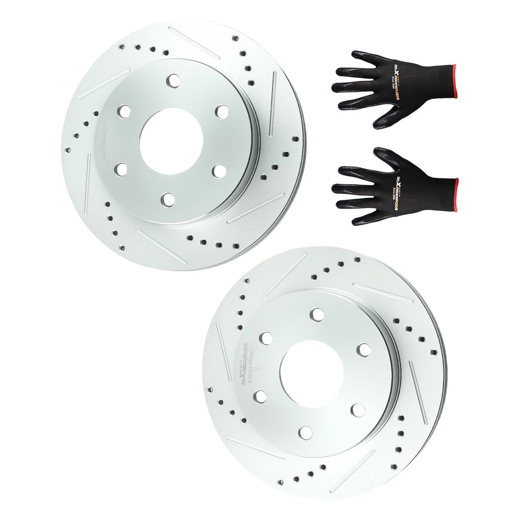 Front Drilled and Slotted Disc Brake Rotors for GMC Savana 2500 (2003–2006) S-55054