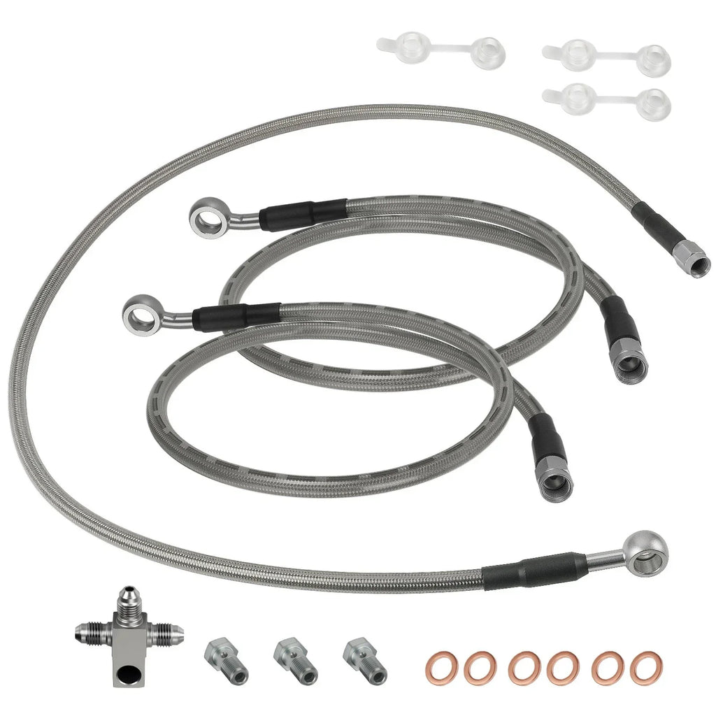 3 x Stainless Steel Braided Brake Lines Kit for Kawasaki KFX400 (2003–2004)
