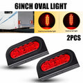 2X 6" LED Red Oval Stop Turn Brake Tail Lights for Trailer Truck