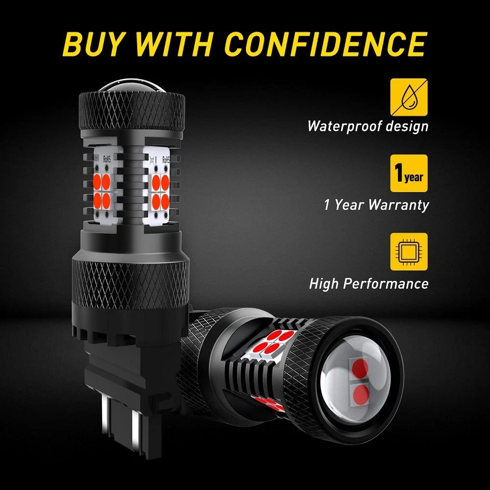 Set of 4 Red 3157 16-SMD LED Light Bulbs for Stop Tail Brake Parking