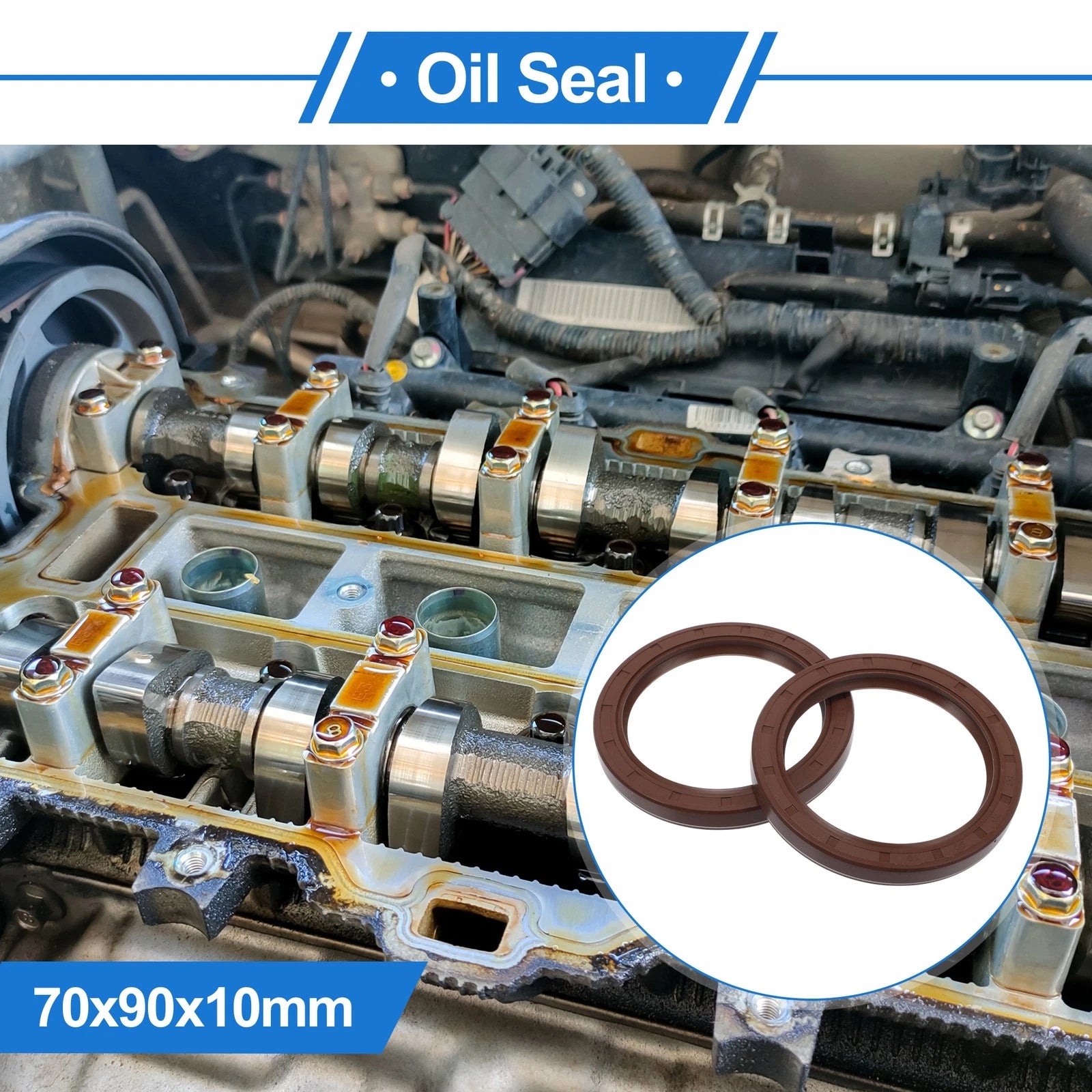 2X Oil Seal Rotary Shaft Seal for Various Models (70x90x10mm) FKM Rubber