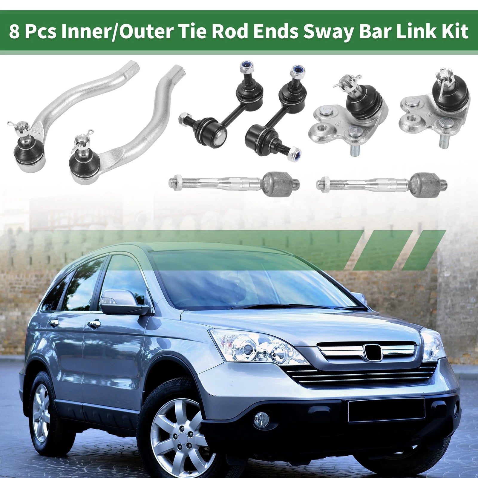 8pcs Front Suspension Kit Tie Rod End Sway Bar Link Ball Joint for Honda Civic (2006–2011)