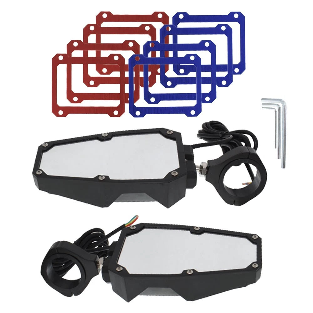Set of 2 Roll Cage Rear View Side Mirrors with LED for Polaris RZR