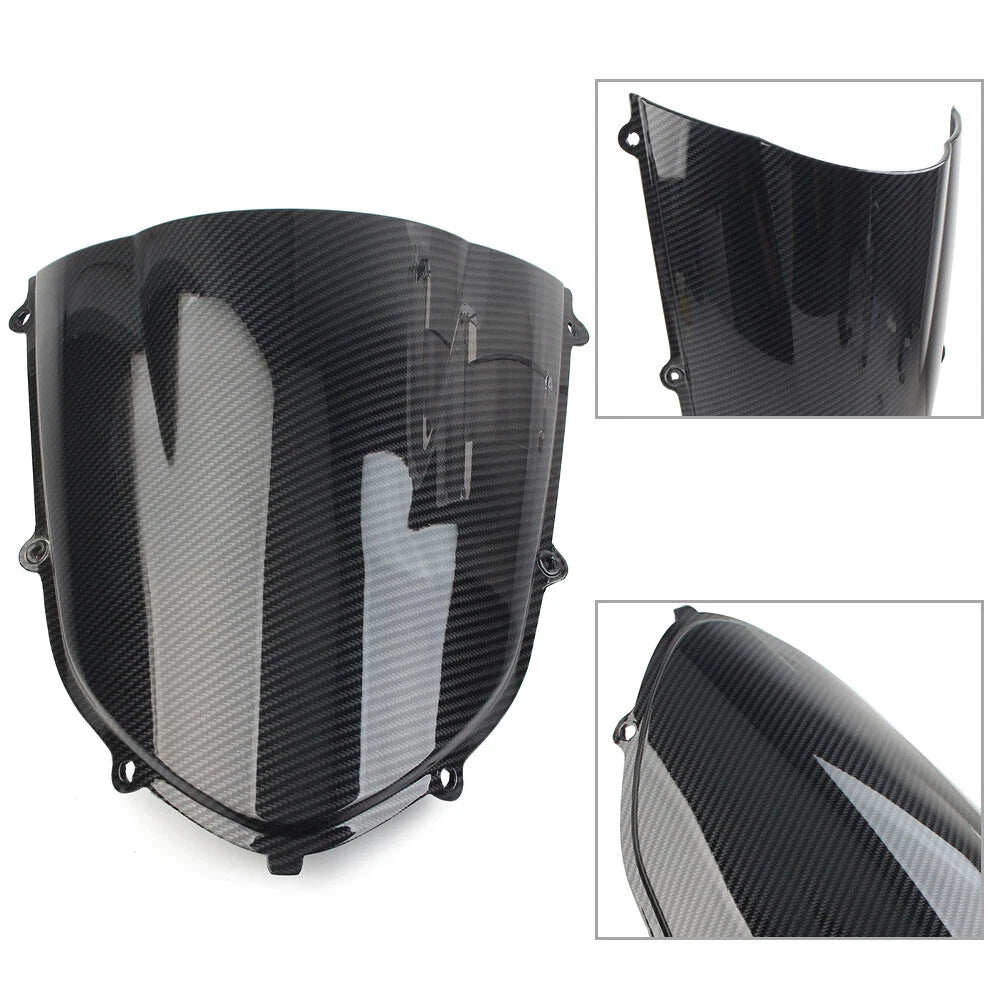 Black Carbon Fiber ABS Windshield Shield for Kawasaki ZX10R (2004–2005)