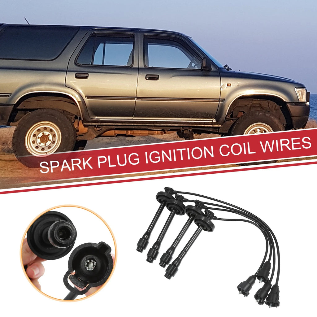 Set of 4 Spark Plug Wire Ignition Coil Cables for Toyota Corolla, Chevrolet Prizm 