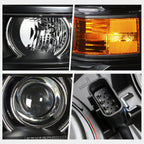 Projector Headlight for Chevy Silverado (2014–2015) Black Housing Amber Corner