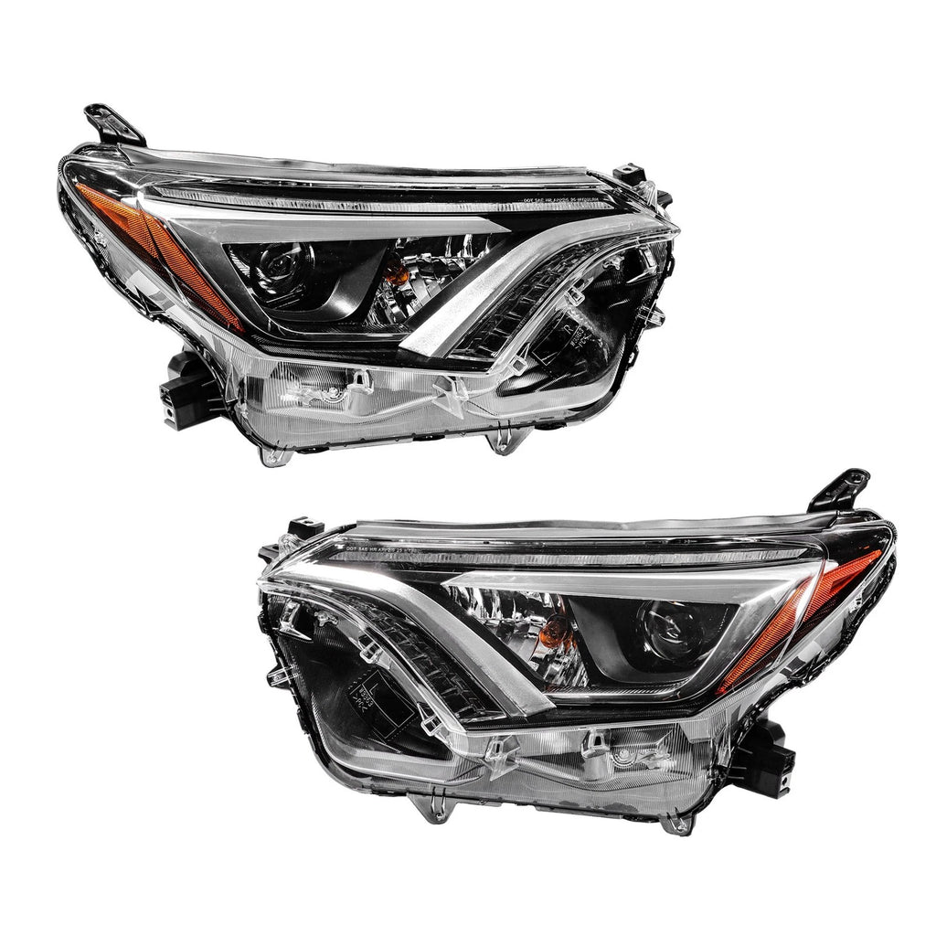 Set of 2 Headlight Assemblies for Toyota RAV4 (2016–2018) LED DRL