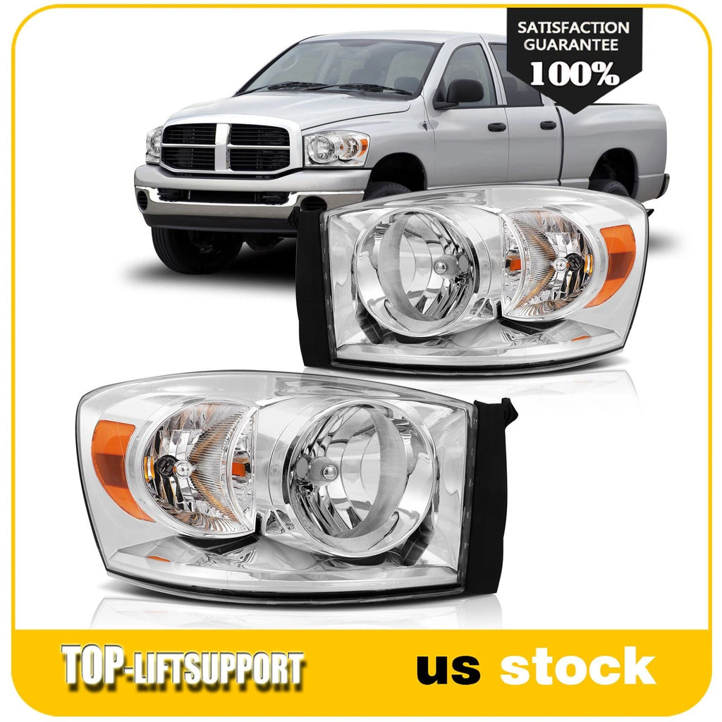 Pair of Chrome Headlights for Dodge Ram 1500 2500 3500 (2006–2009)