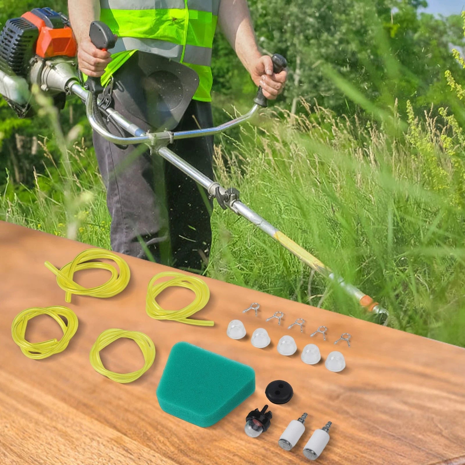 Set of 4 Petrol Hoses with 6 Clamps for Garden Equipment