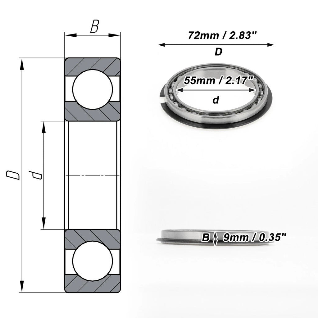 Deep Groove Ball Bearing 6811NR for Scooter Skateboard (P0 55x72x9mm)