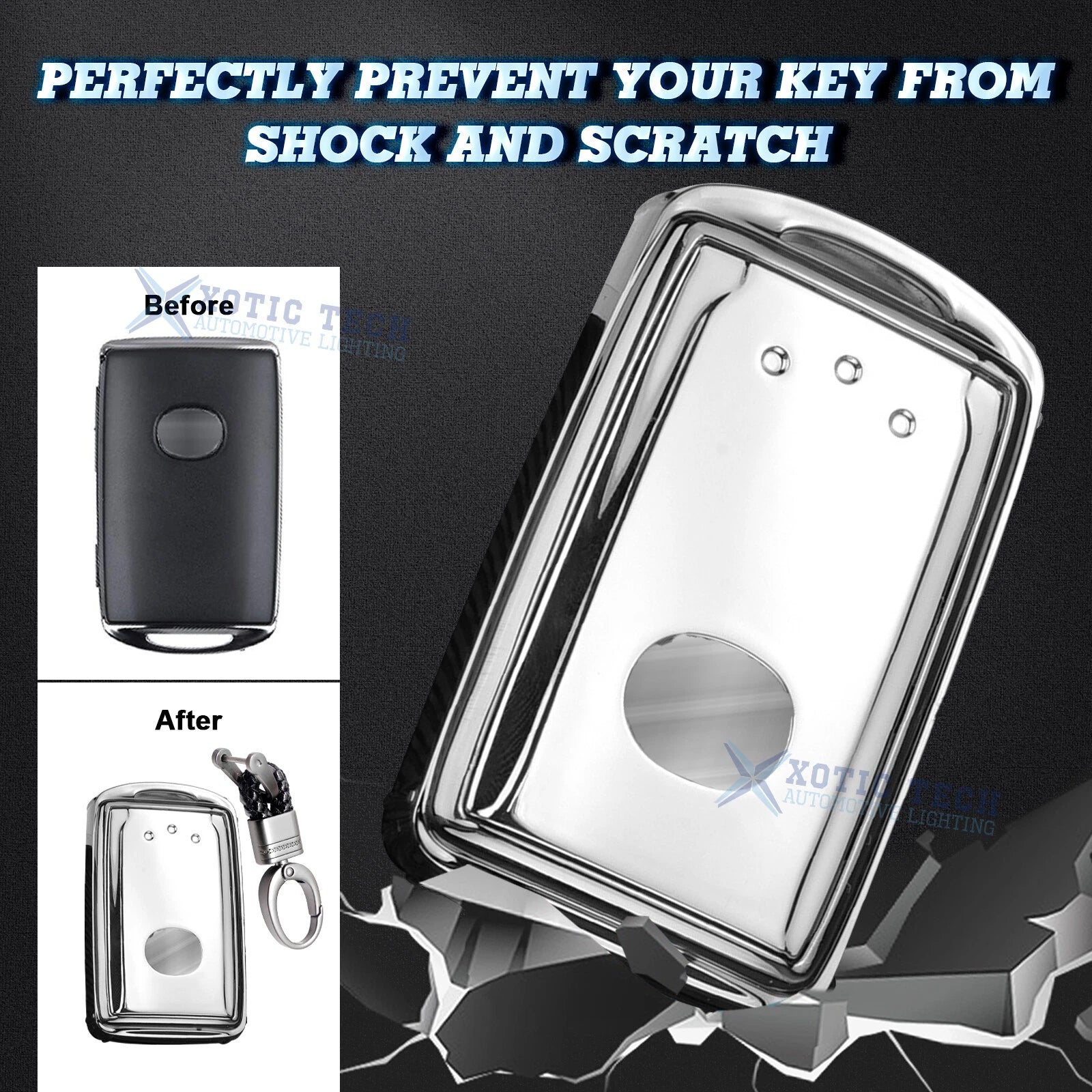 TPU Full Protection Remote Key Cover with Keychain for Mazda (2014-2020)