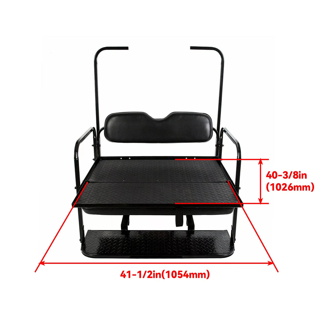 Rear Flip Seat Kit for EZGO TXT (1995–Present) with Grab Bar Roof Support