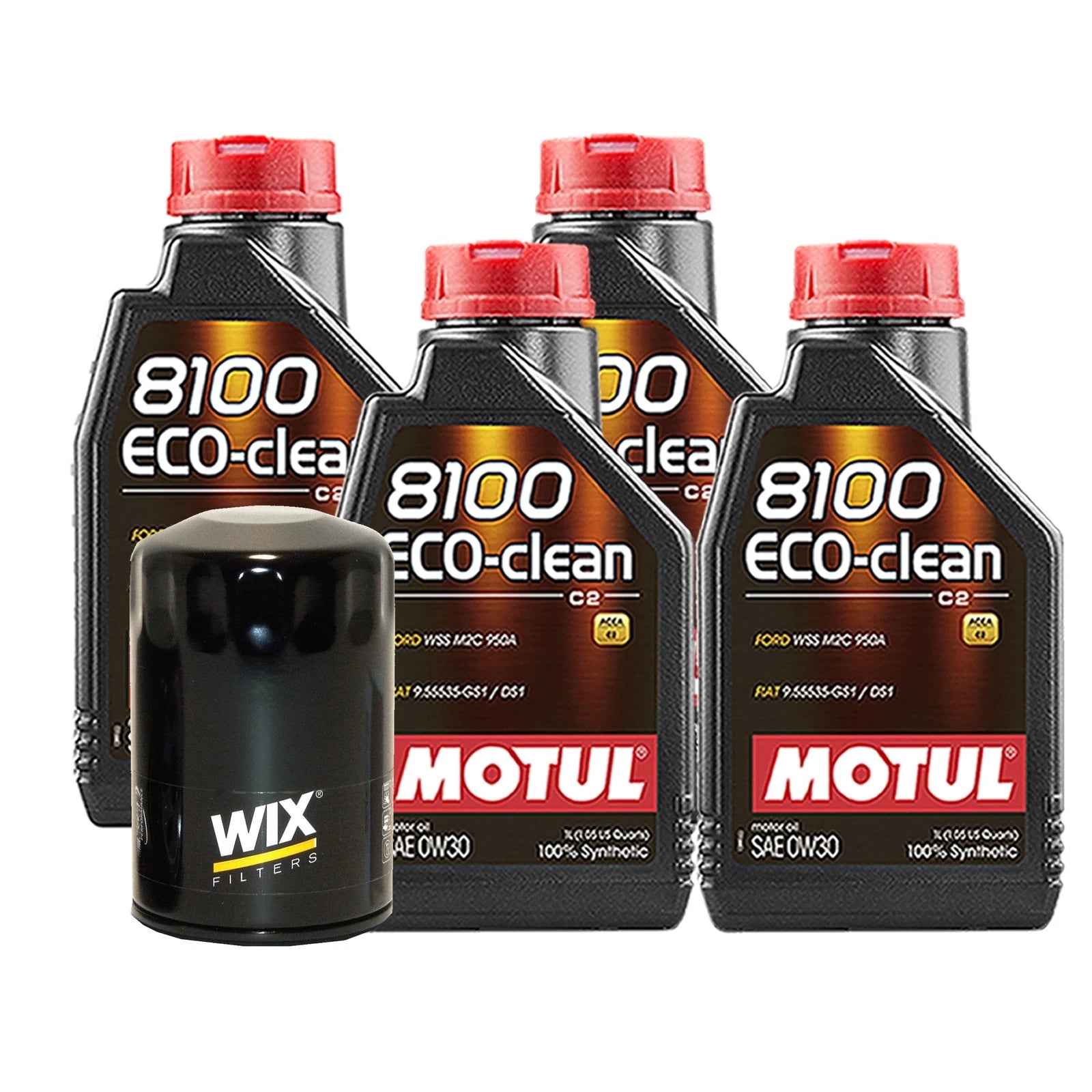 4L Motul 8100 ECO-CLEAN 0W-30 Motor Oil & Wix Filter Change Kit