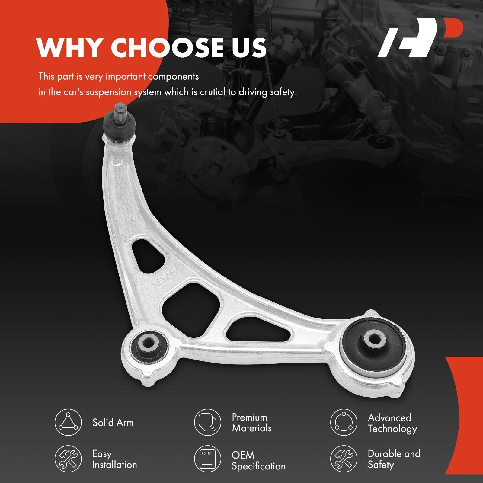 Front Right Lower Control Arm and Ball Joint for Nissan Murano (2015–2022)