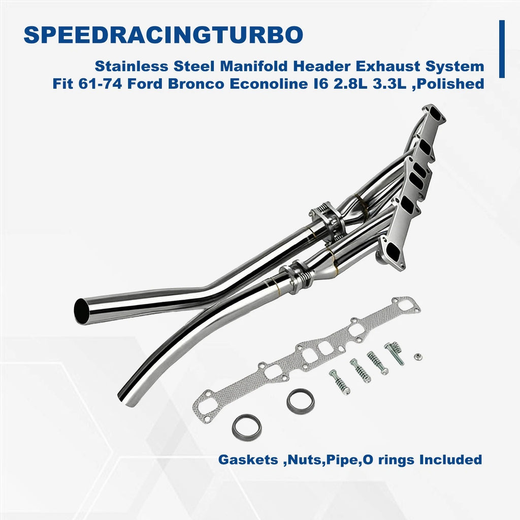 Stainless Steel Exhaust Manifold Header for Ford Bronco Econoline (1961–1974)