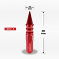 Set of 20 M12X1.5 Red JDM Spiked Hex Wheel Lug Nuts + 20mm Extension
