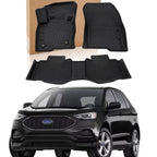 Set of 3 Car Floor Mats for Ford Edge (2015–2024) 3D Molded All Weather