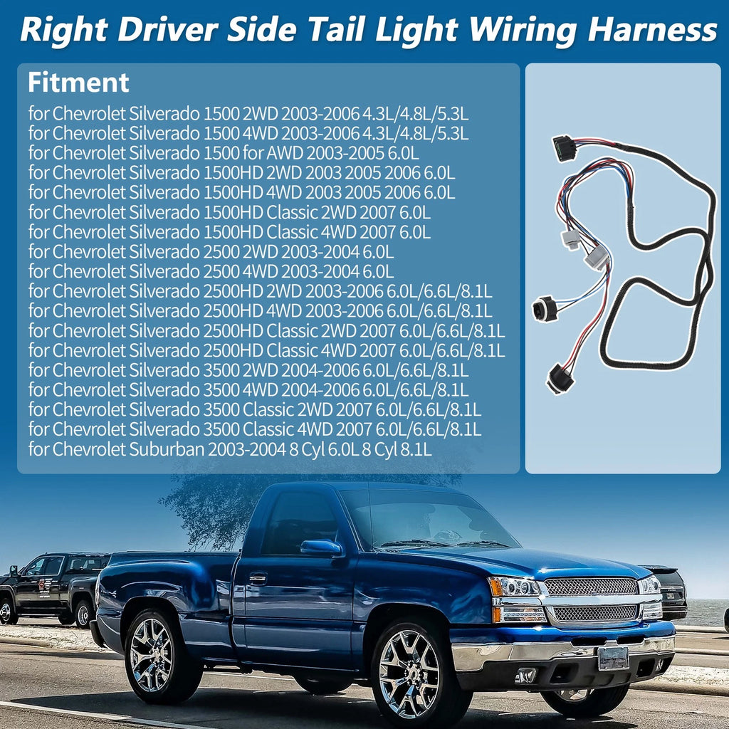 Right Tail Light Wiring Harness for Chevy Silverado 1500 2500 3500 (No. 16531402)