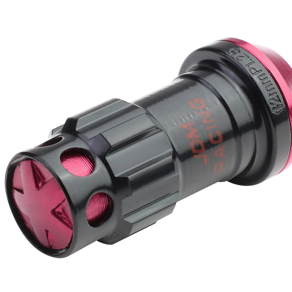 20Pcs Pink Aluminum M12x1.25 Close-End Rim Lug & Lock Nuts for Universal