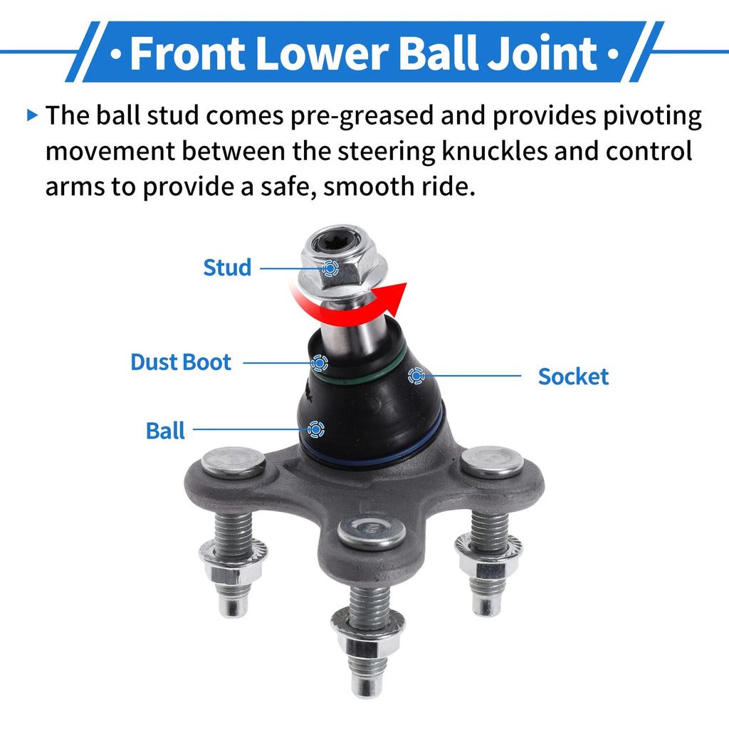 2X Front Lower Ball Joints for Audi A3 Quattro (2006–2013) No.K80662/K80663