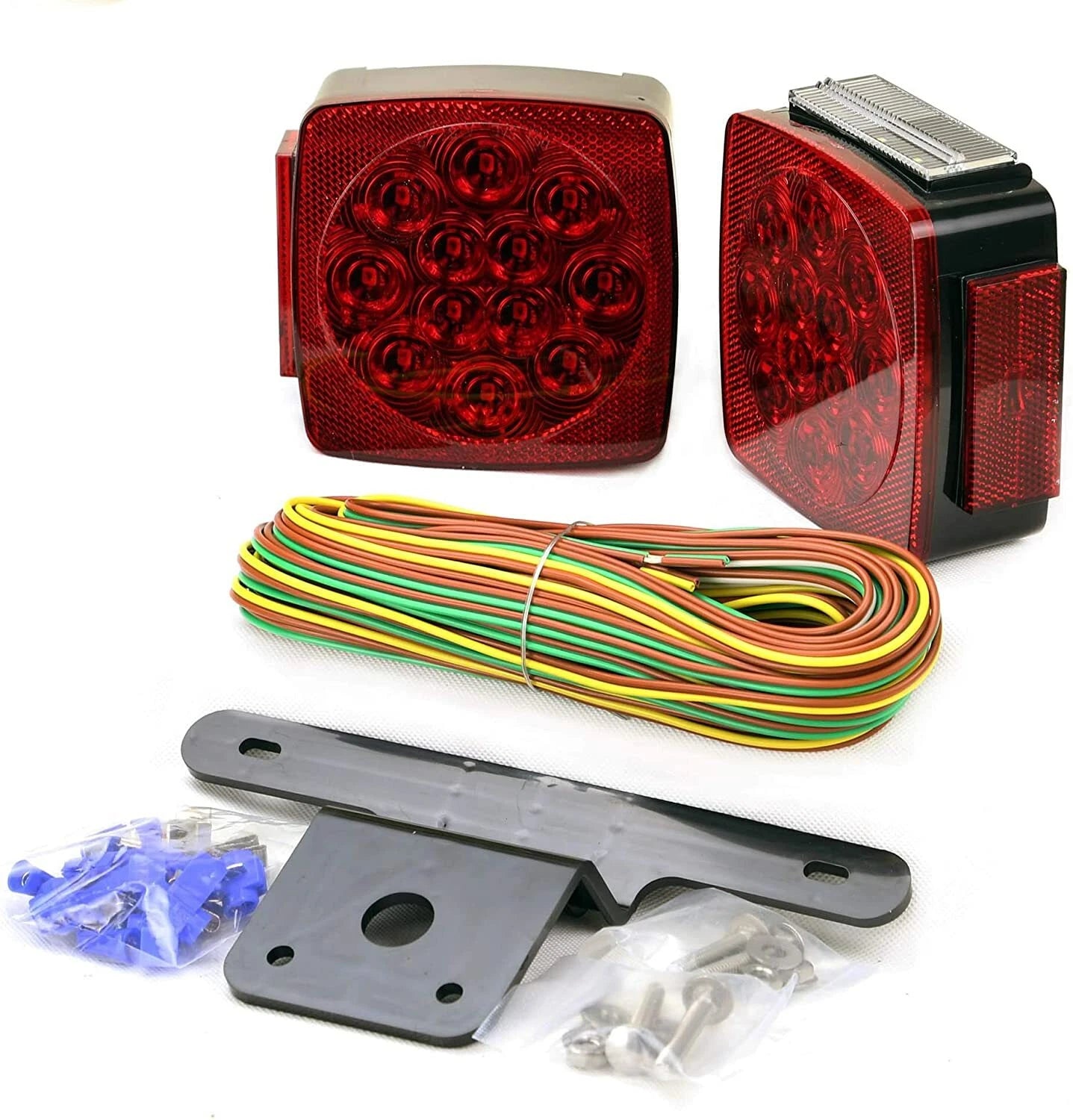 Slim LED Submersible Square Tail/Side Light Kit for Trailer (Under 80")