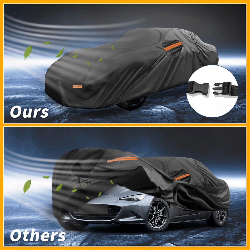 Waterproof Car Cover for Mazda MX-5 Miata (190T-PU) Black with Zipper