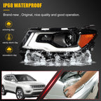 Left Side Black Amber Projector Headlight for Jeep Compass (2017–2021)