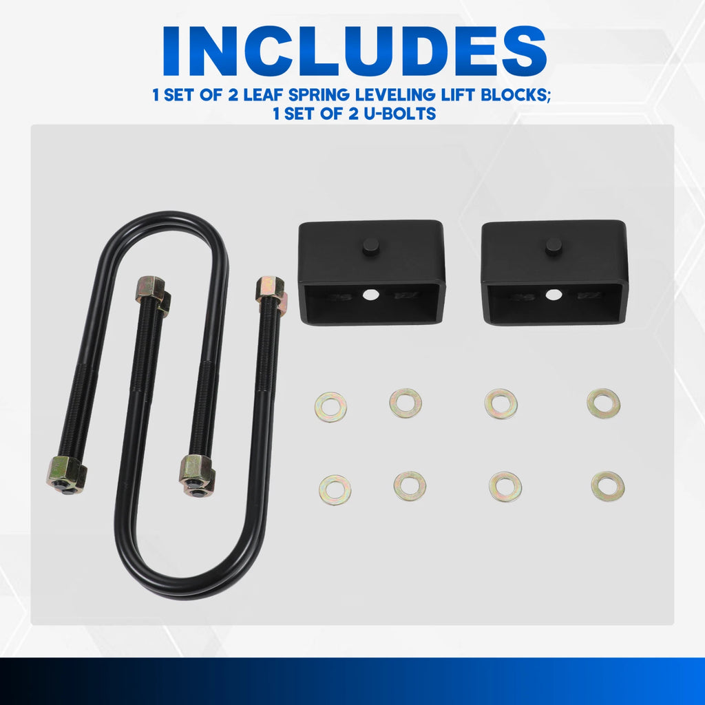 3" Steel Rear Block Leveling Lift Kit U-Bolts for Dodge Ram 1500 2500 3500 (2002–2013)