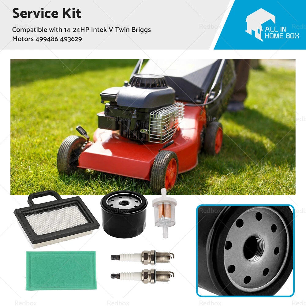 Spark Plug Air Fuel Oil Filter Kit for Briggs Intek V Twin (14-24HP)