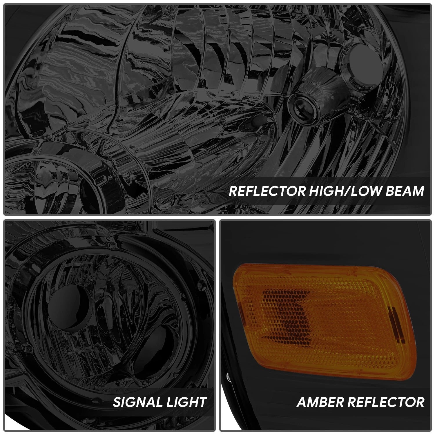 Pair of Smoked Housing Amber Corner Headlights for Ford Explorer (2006–2010)