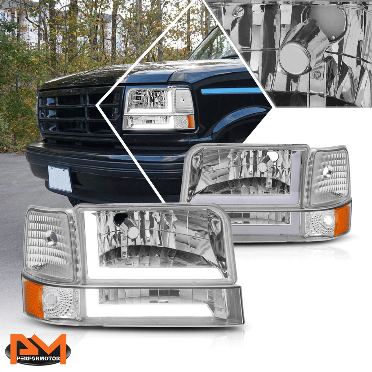 LED Sequential Black/Amber Bumper Turn Signal Lights for Express Savana (2003–2023)