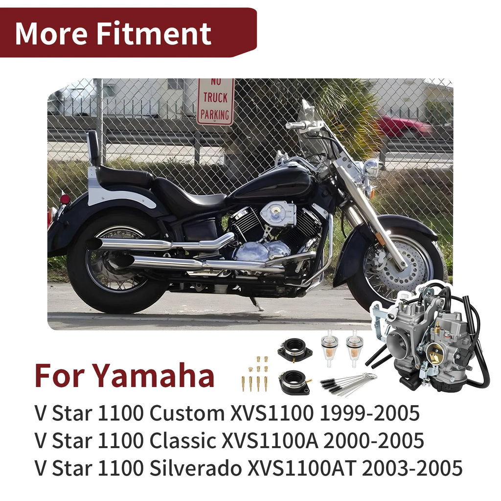 Carburetor with Boots for Yamaha V-Star 1100 Custom XVS1100 (1999–2005)