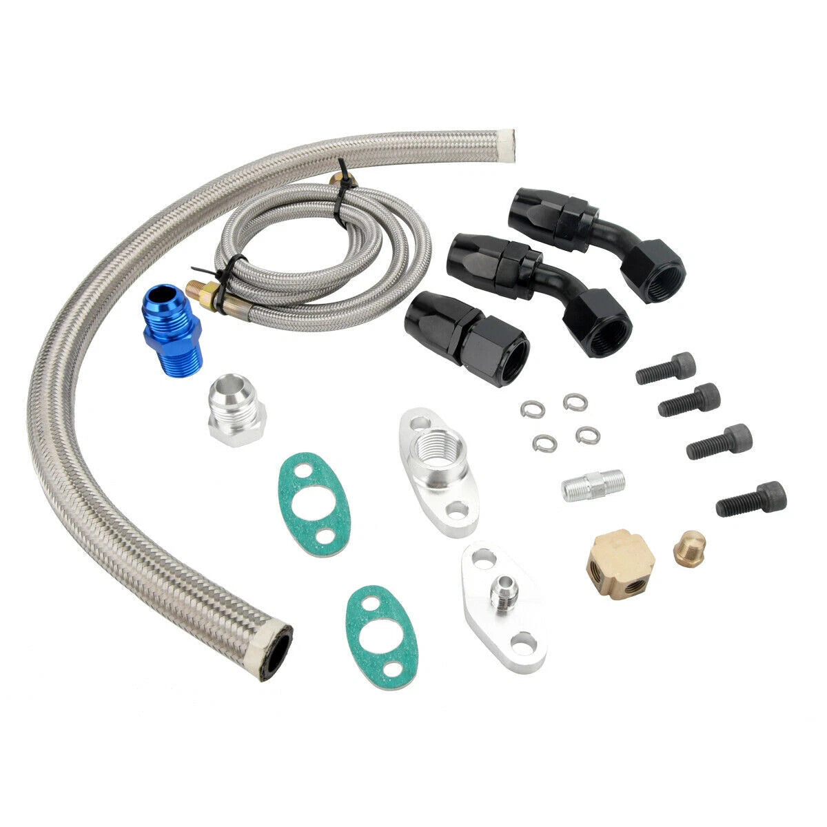 Turbo Oil Line Kit for Universal T3 T4 T04E (Feed + Return + Drain)