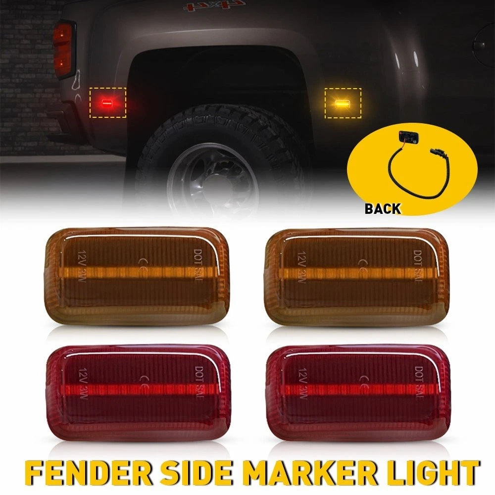 4X Red Amber LED Marker Lights for Chevy Silverado 2500HD 3500HD (2015–2023)