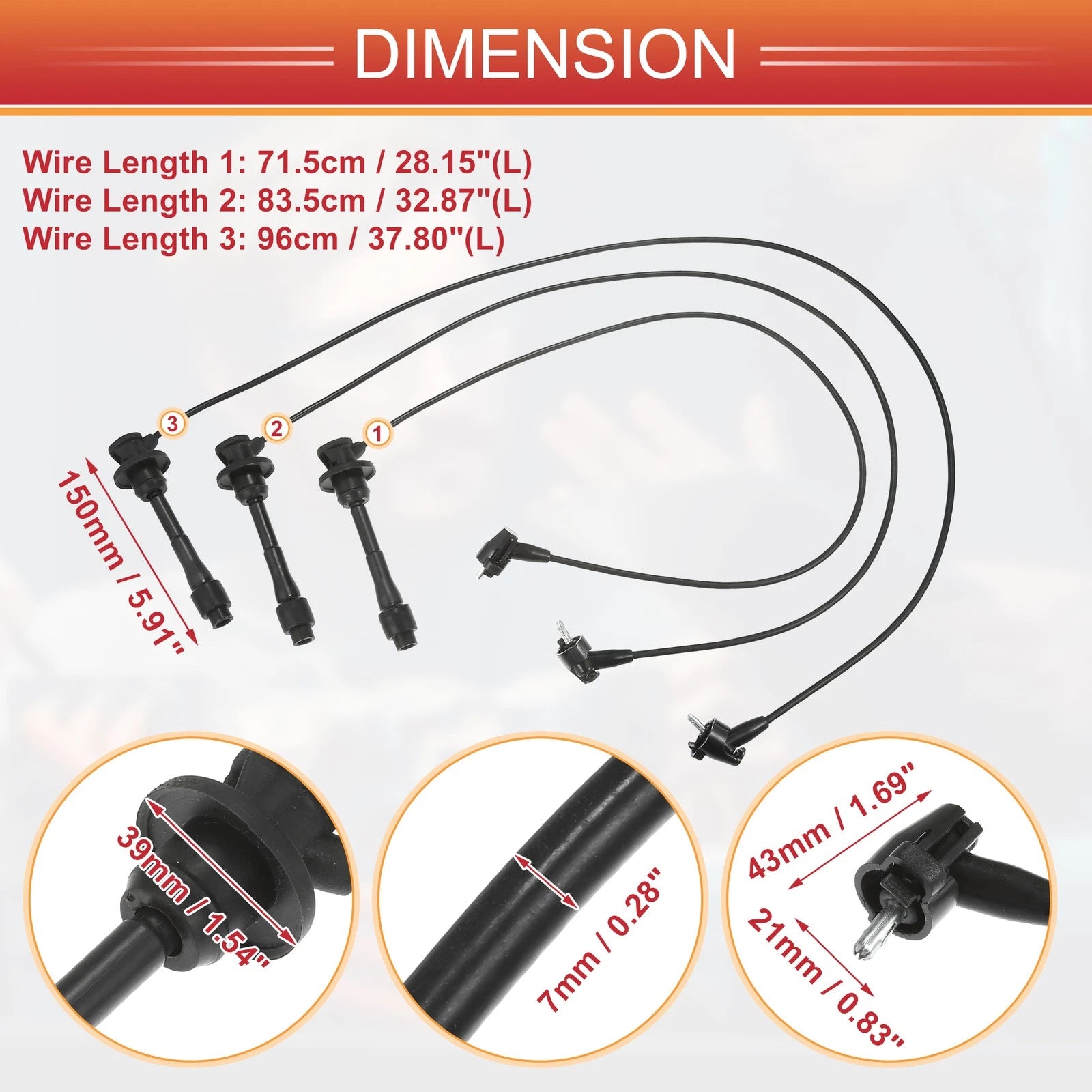 3X Spark Plug Wire Ignition Coil Cable No. 9091915308 for Lexus ES300 (1996–2003)